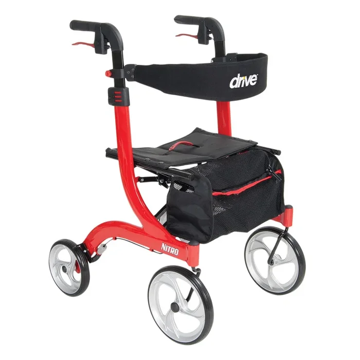 Drive Medical Nitro Aluminum Rollator, 10″ Casters
