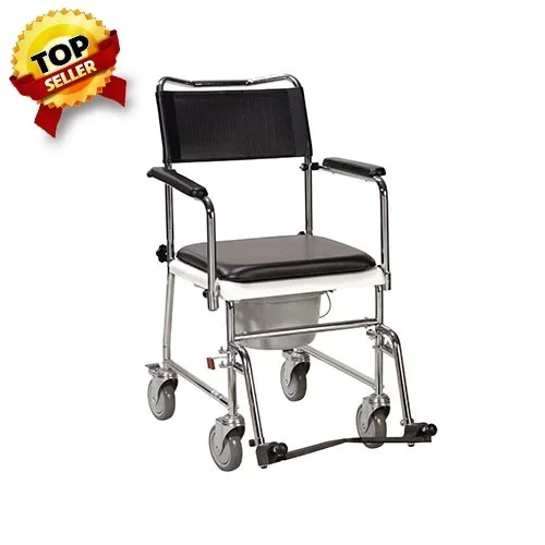 Drive Medical Portable Upholstered Wheeled Drop Arm Bedside Commode