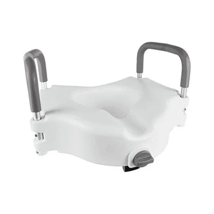Drive Medical Premium Plastic Raised Toilet Seat with Lock and Padded Armrests Elongated