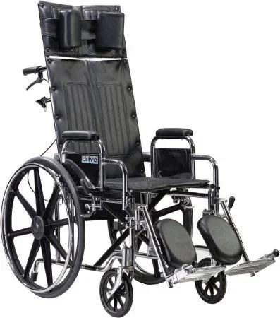 Drive Medical Sentra Reclining Wheelchair Dual Axle Desk Length Arm Padded, Removable Arm Style Mag Wheel Black 22 Inch Seat Width 450 lbs. Weight Capacity – STD22RBDDA