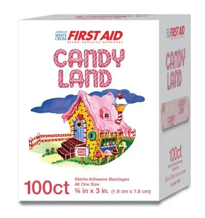 Dukal Stat Strip Adhesive Strip 3/4 X 3 Inch Plastic Rectangle Kid Design (Candy Land) Sterile – 10850