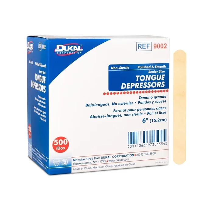 Dukal™ Tongue Depressor, Wood, Senior – 6 Inch Length