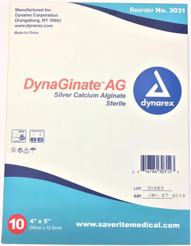 DynaGinate AG Silver Calcium Alginate 4″ x 5″