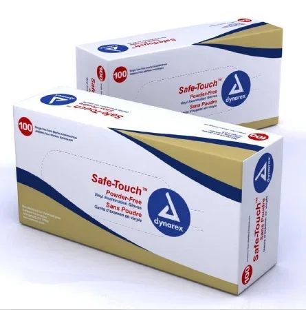 Dynarex Safe-Touch Exam Glove X-Large NonSterile Vinyl Standard Cuff Length Smooth Clear Not Chemo Approved – 2614