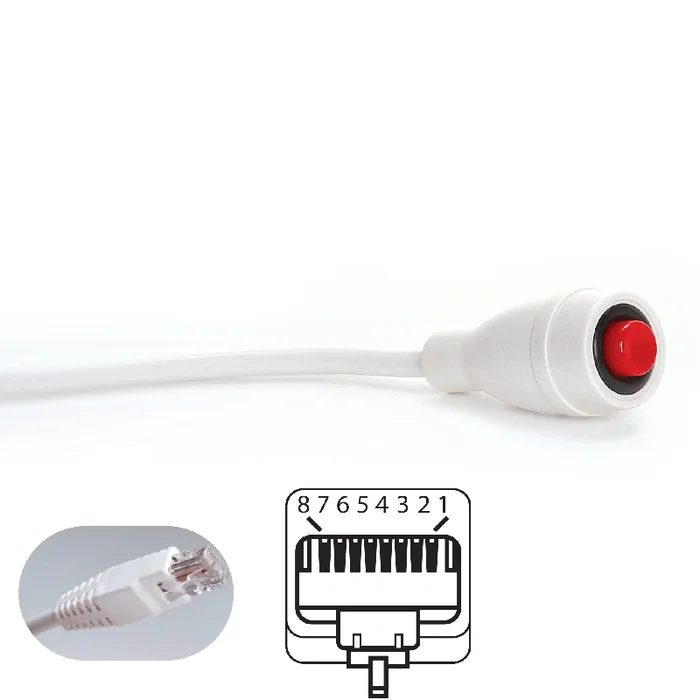 EconoCall Call Cord for Simplex, TekTone, Critical Alert, RJ45 8-pin, white