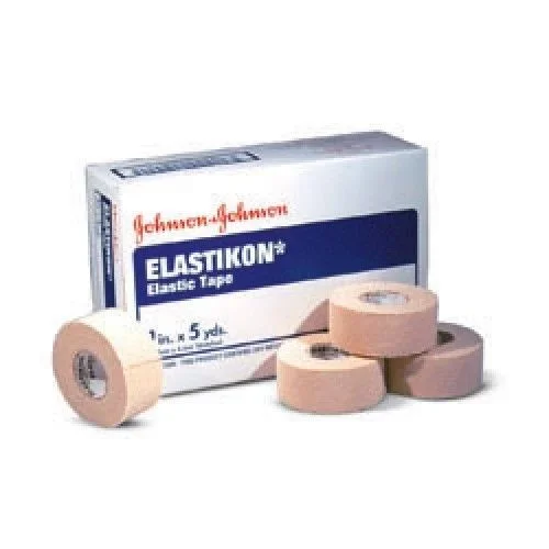 Elastikon Elastic Cloth Tape, Stretched, High Twist Cotton, Rubber Based Adhesive, Porous Construction, 1″ x 5 yds, 12 Pack