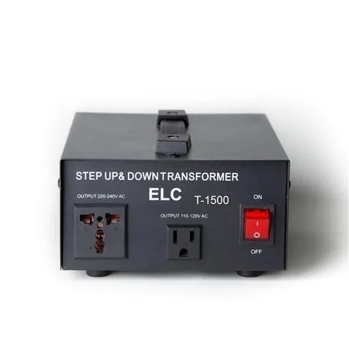 ELC 1500 Watt Voltage Converter Transformer with Circuit Breaker Protection