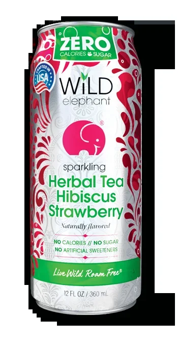 Elephantea Sparkling Herbal Tea Hibiscus Strawberry Zero 12Oz