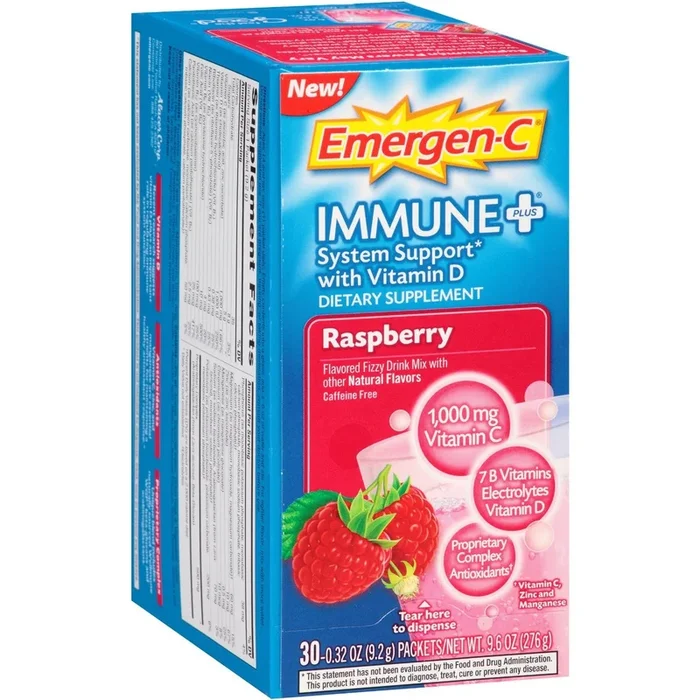 Emergen-C inmune+ 1000 mg de vitamina C polvo 30 paquetes sabor a rasberry