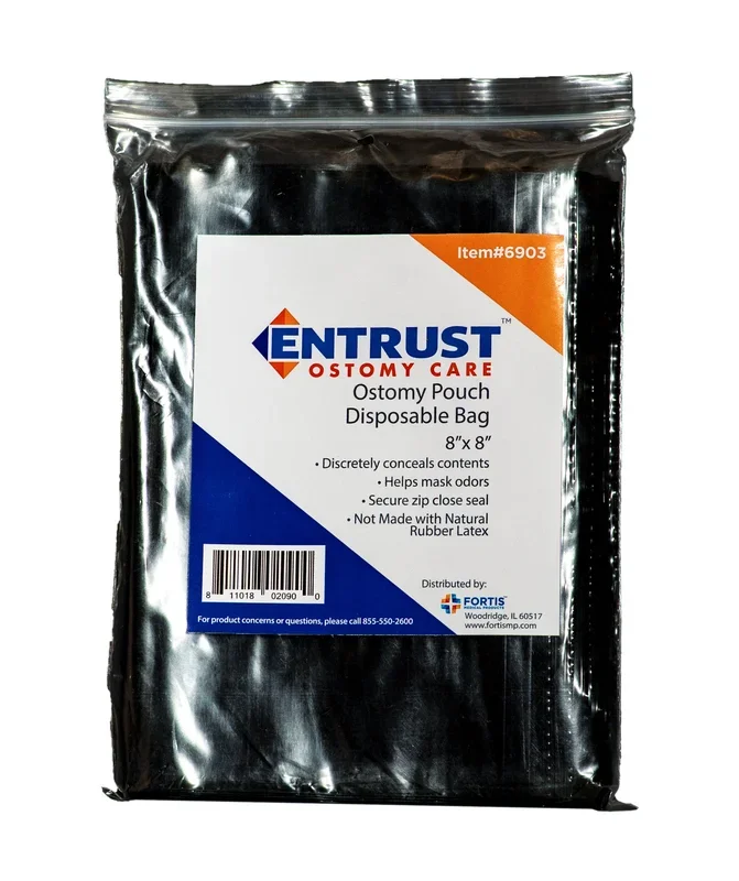 Entrust Ostomy Pouch Disposable Bag, 8″ x 8″