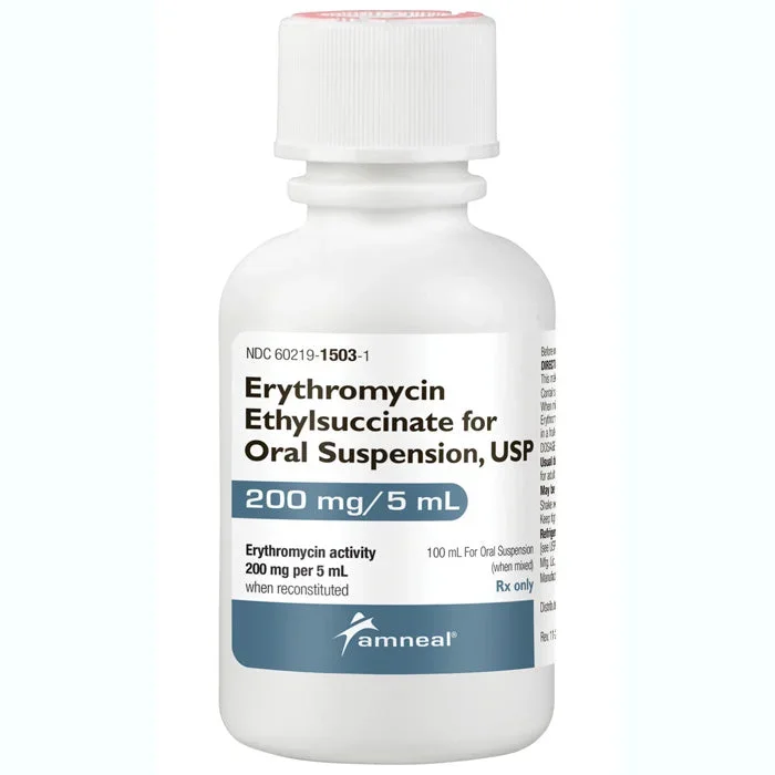 Erythromycin Ethylsuccinate Oral Solution 200 mg per 5 mL, 100 mL