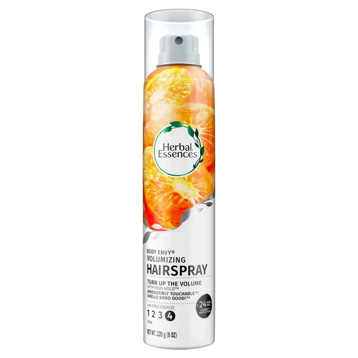 Esencias de hierbas envidia corporal voluminiendo laca para el cabello con esencias cítricas, 8 oz