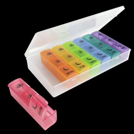 Ezy Dose Weekly (7-Day) Pill Organizer 3 Times a Day Travel Pill Planner Rainbow