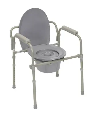 Fabrication Enterprises Fabrication Enterprises Commode Chair Padded Fixed Arm Steel Frame Removable Back 16-1/2 to 22-1/2 Inch Height – 43-2330