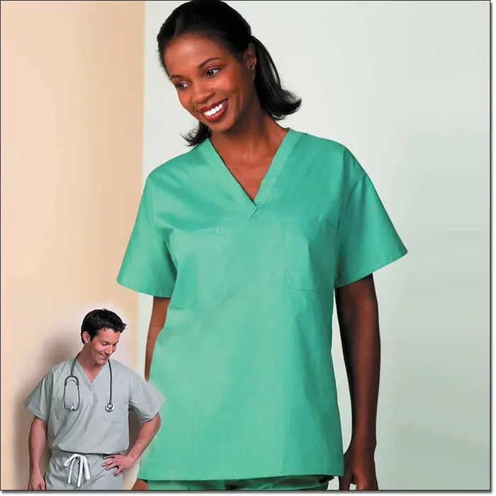 Fashion Seal Healthcare Unisex Fashion Blend Set-In Sleeve Scrub Shirt – Jade
