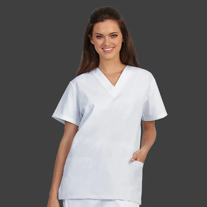 Fashion Seal Healthcare Unisex Fashion Poplin Fashion Scrub Shirt-White
