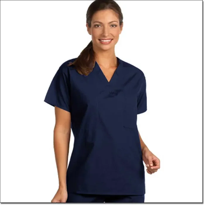 Fashion Seal Healthcare Unisex Fashion Poplin Set-In Sleeve Scrub Shirt-Navy