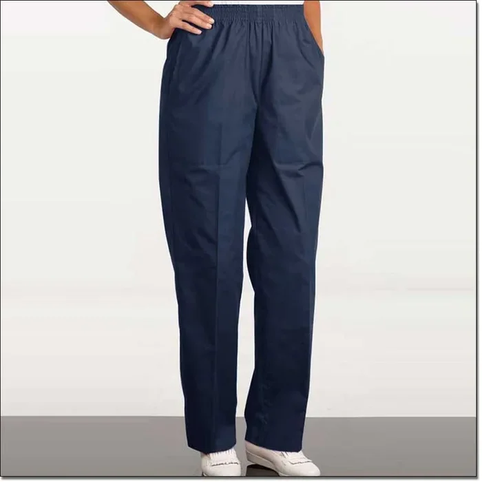 Fashion Seal Healthcare Women’s Fashion Poplin Fashion Scrub Slacks-Navy