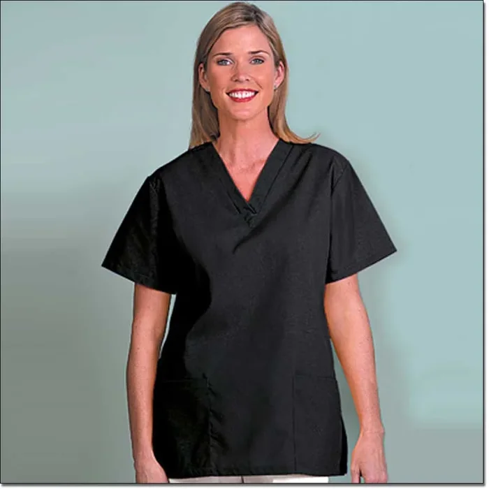 Fashion Seal Healthcare Women’s Fashion Poplin V-Neck Tunic-Black