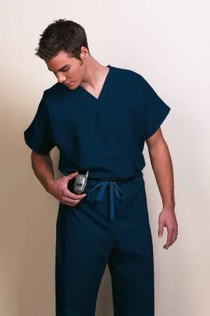 Fashion Seal Uniforms Poplin Scrub Shirt X-Large Navy Blue 1 Pocket Short Sleeves Unisex – 78744-XL