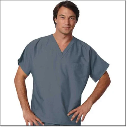 Fashion Seal Uniforms Scrub Shirt Medium Pewter 1 Pocket Short Cap Sleeves Unisex – 78785-
