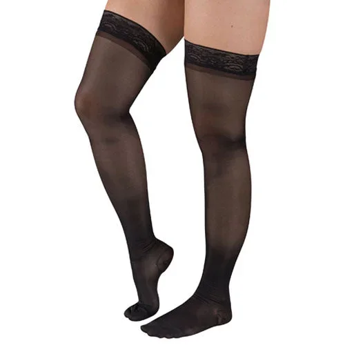 Firm Surg Weight Stkngs 2XL Bk 20-30mmHg Thigh StayUp Top CT