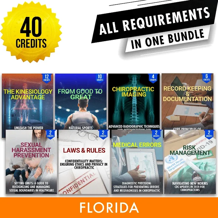 Florida Package 2: Full Recertification – All Required Chiropractic Continuing Education Hours in One Package, 40 Credits