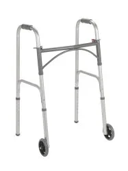 Folding Walker Adjustable Height Steel Frame 350 Lbs. Weight Capacity 25 To 32 Inch Height