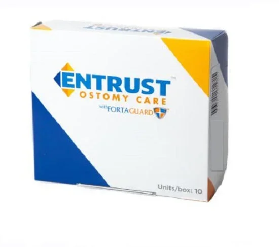 Fortis Medical Products Entrust FortaGuard Ostomy Pouch One-Piece System 12 Inch Length 3/4 Inch Stoma Drainable Flat, Pre-Cut – 1201