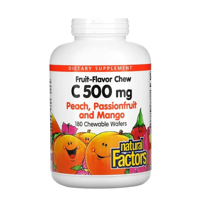 Fruit Flavor Chew Vitamin C, Peach, Passionfruit and Mango, 500 mg