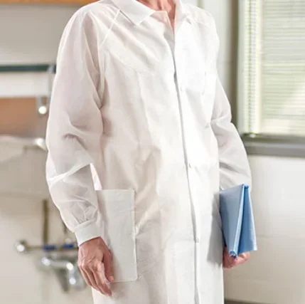 Graham Medical Products LabMates Lab Coat Blue Small / Medium Long Raglan Sleeves Knee Length – 67572