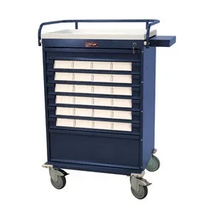 Harloff Value Line Medication Cart 22.5 X 29.5 X 46.75 Inch, 43.25 Inch, 43.25 Inch Writing Surface 8 Drawers Hammertone Green – VLT24BIN5