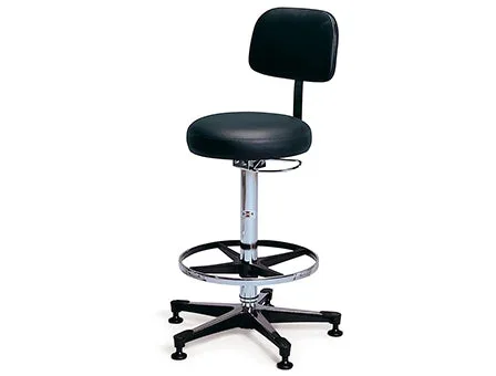 Hausmann Industries Lab Stool Backrest Pneumatic Height Adjustment Black – 2160