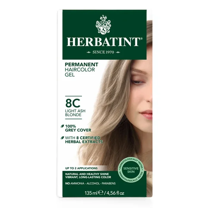 Herbatint 8C Light Ash Blonde Permanent Hair Color Gel (4.5 fl oz) #12003