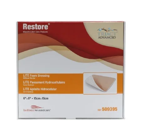 Hollister Restore LITE Thin Foam Dressing 6 X 6 Inch Square Non-Adhesive without Border Sterile – 509395