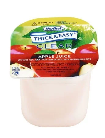 Hormel Food Sales Thick & Easy Thickened Beverage 4 oz. Portion Cup Apple Juice Flavor Ready to Use Honey Consistency – 12687