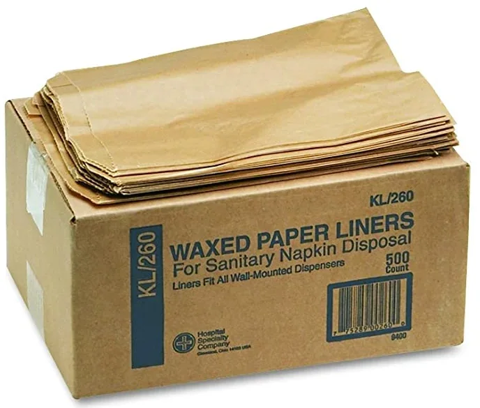 Hospeco KL Waxed Kraft Feminine Hygiene Liner Bag with Gusset, 10.25″ x 7.5″ x 3.5″, Case of 500