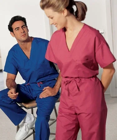 Hospitex / Encompass Group A-1 Scrub Shirt Large Ceil Blue 1 Pocket Short Set-In Sleeves Unisex – 46885-117