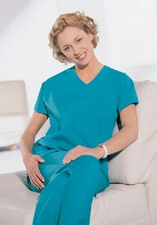 Hospitex / Encompass Group Synergy Scrub Shirt Medium Teal 2 Pockets Short Cap Sleeves Female – 46851-1L5