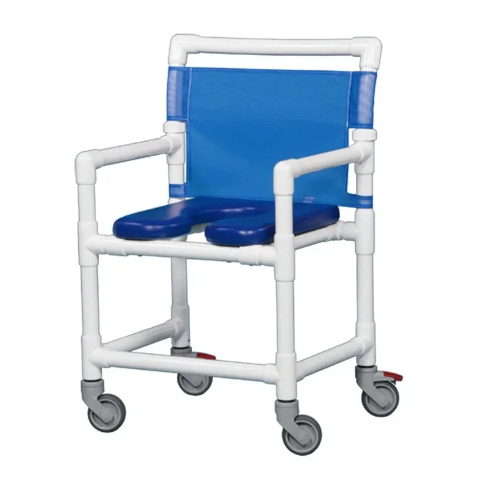 IPU Midsize Wide PVC Rolling Shower Chair with Commode Opening