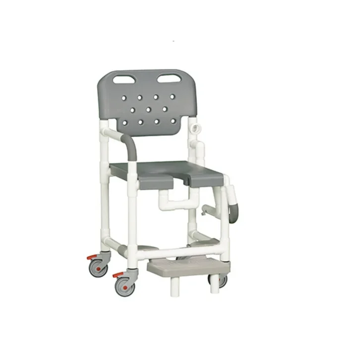 IPU Platinum Line Rolling Shower Chair Commode with Left Drop Arm and Slideout Footrest