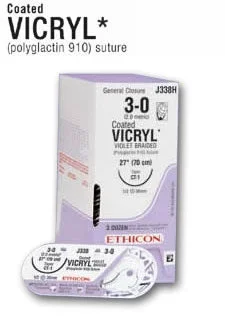 J & J Healthcare Systems Coated Vicryl SUTUPAK Suture without Needle Braided Polyglactin 910 Absorbable Coated Size 0 18 Inch Suture – J912G
