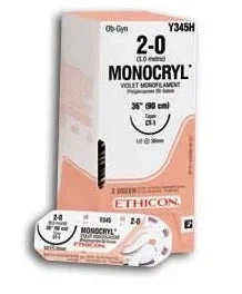 J & J Healthcare Systems Monocryl Suture with Needle Absorbable Uncoated Undyed Suture Monofilament Poliglecaprone Size 5-0 18 Inch Suture 1-Needle 8 mm Length 1/2 Circle Precision Point – Reverse Cutting Needle – D8762