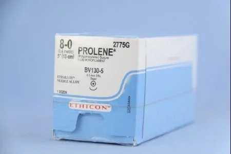 J & J Healthcare Systems Prolene Suture with Needle Nonabsorbable Uncoated Blue Suture Monofilament Polypropylene Suture Size 8-0 5 Inch Suture 1-Needle 6.5 mm Length 3/8 Circle Taper Point Needle – 2775G