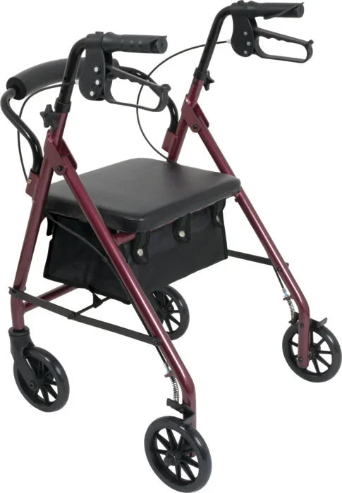 Junior Aluminum Rollator, 6″ Wheels, Burgundy