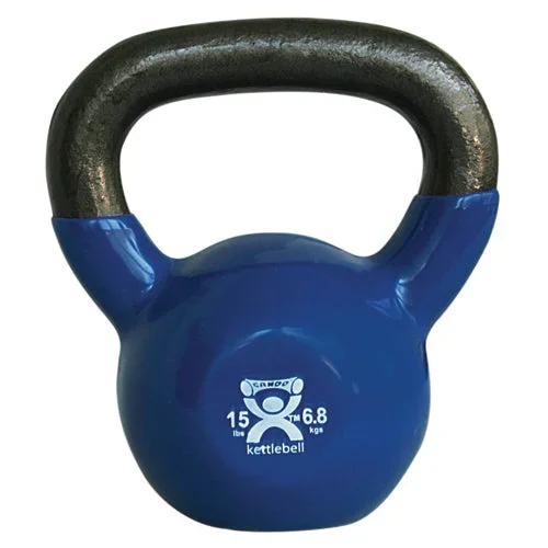 Kettlebell Vinyl Coated Weight Blue 15lb 9 Diameter
