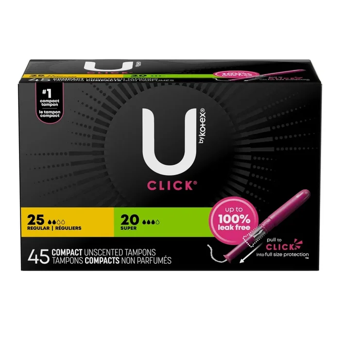 Kotex U Click Compact Regular/ Super Tampons 45ct
