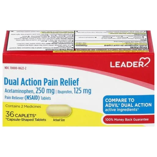 Leader Dual Action Acetaminophen 250mg Caplets 36ct