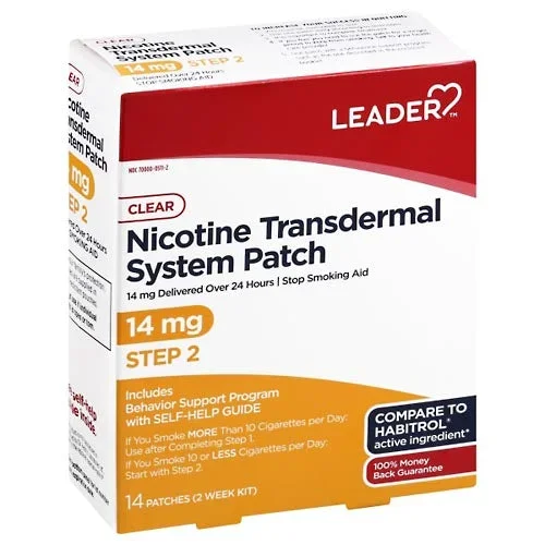 Líder Paso 2 14 mg Patches transdérmicos de nicotina 14 CT