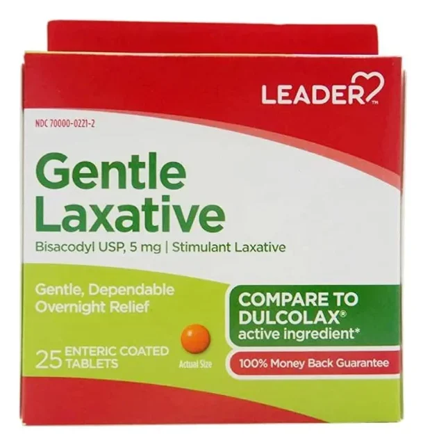 Líder tabletas de bisacodilo laxante 5mg 25ct